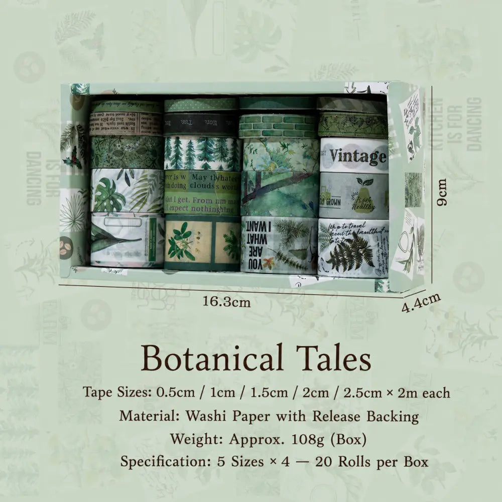Vintage Botanical style 01 washi tape set