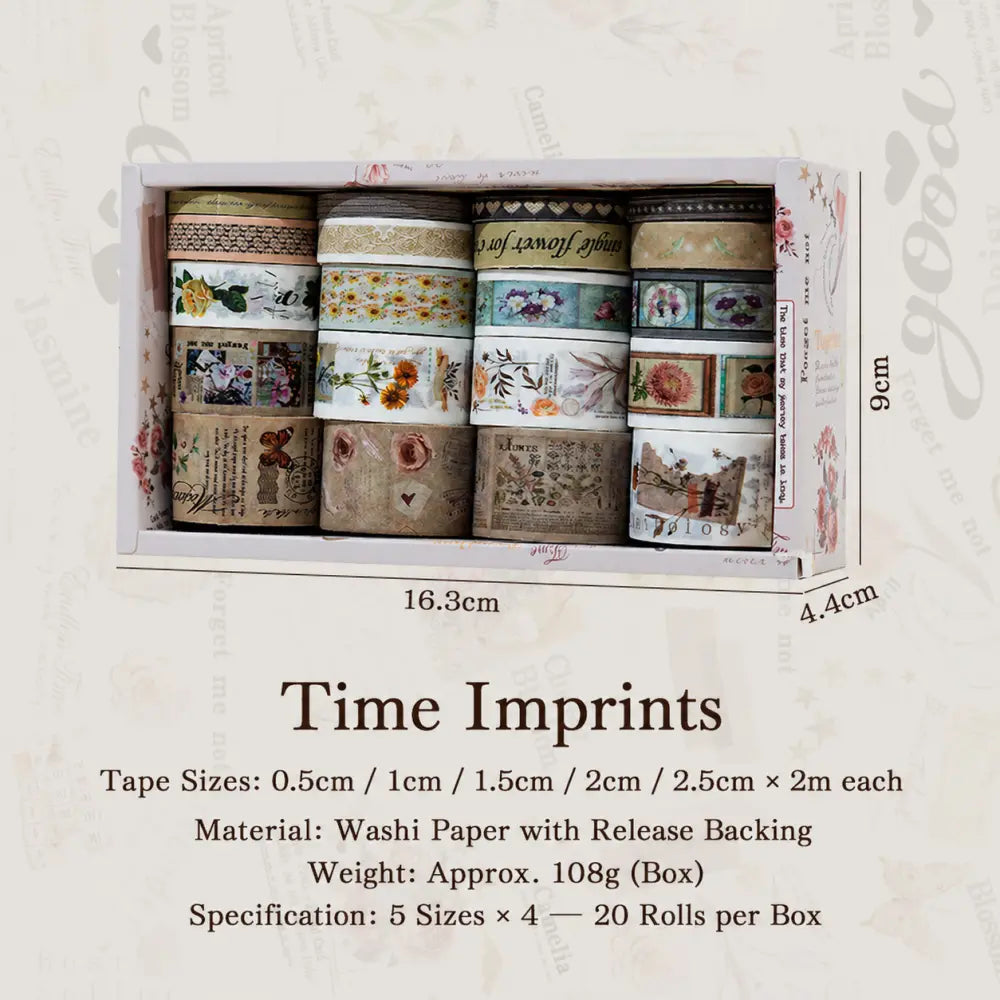 Vintage Botanical style 03 washi tape set