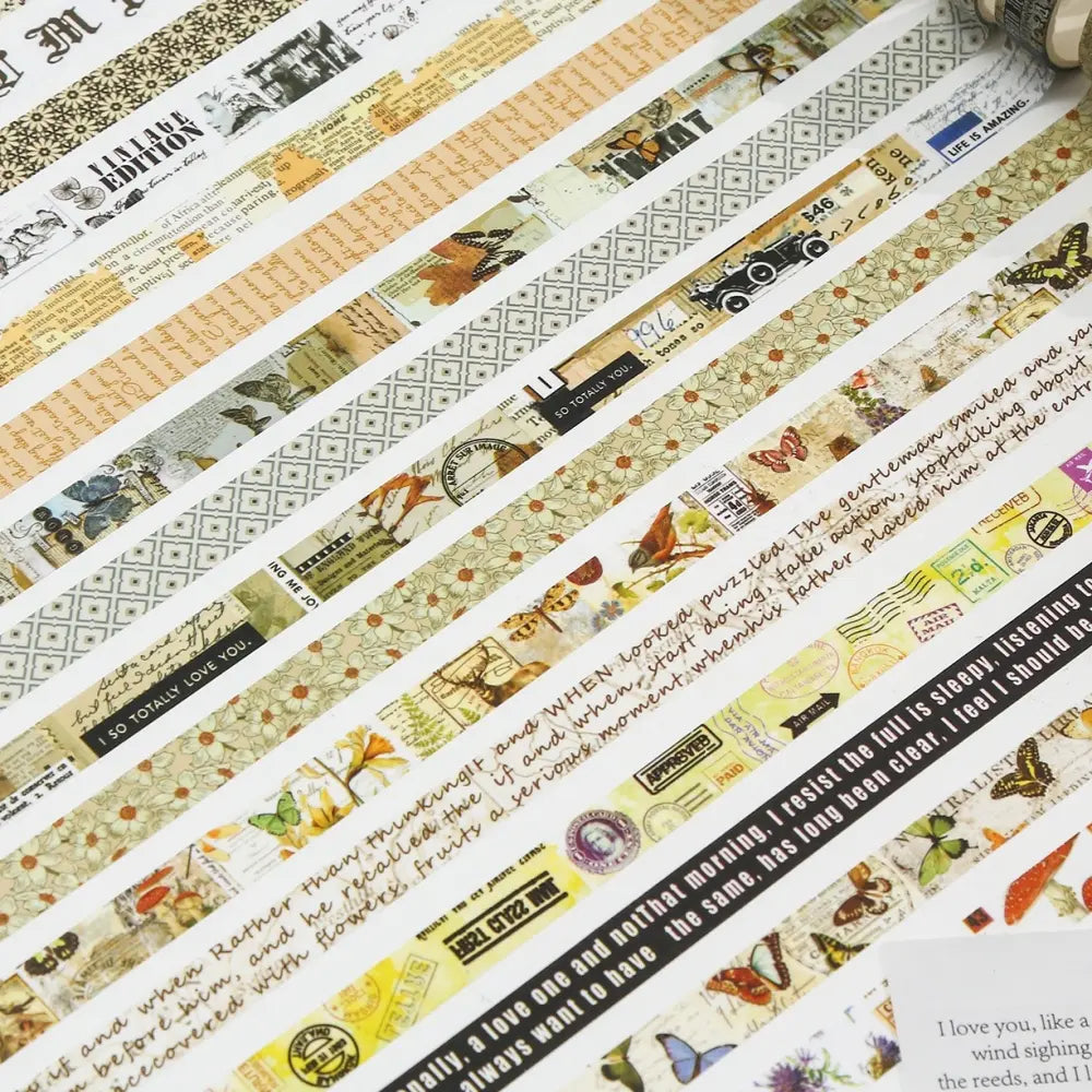 Vintage Collage washi tape packaging and roll display