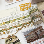 Vintage Collage washi tape roll and pattern detail