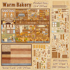 Warm Bakery 3D scene sticker kit with scene card and PET sticker sheets