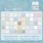 Warm Fluff Dots set with 50 pastel polka-dot paper stickers in varied colors and sizes
