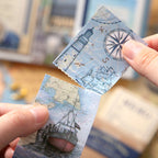Warm Postal Journey Junk Journal Kit map paper details with travel illustration and postage-style collage pieces
