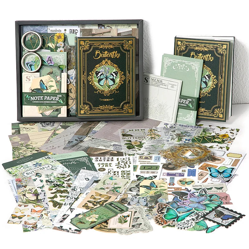 Woodland Stories Junk Journal Kit gallery image 2 showing forest-themed papers, stickers, and ephemera for junk journaling, scrapbooking, and collage